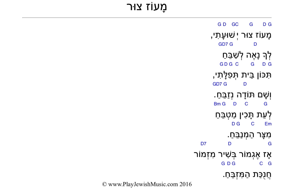 maoz tzur hebrew english transliteration